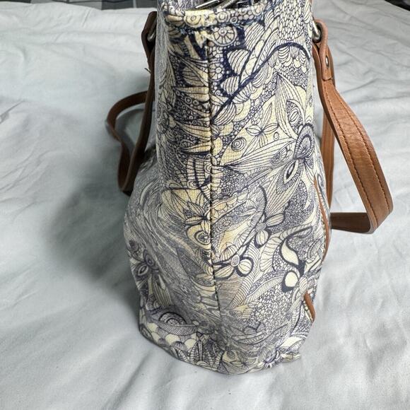 Sakroots Metro 2 Handle Tote Bag Navy and White Durable Purse Coated Canvas Bag - Picture 4 of 16